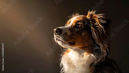 A medium close-up portrait of a dog's head