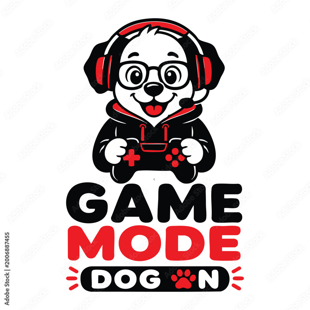 Fototapeta premium Game Mode Dog On Cute Gamer Dog Design