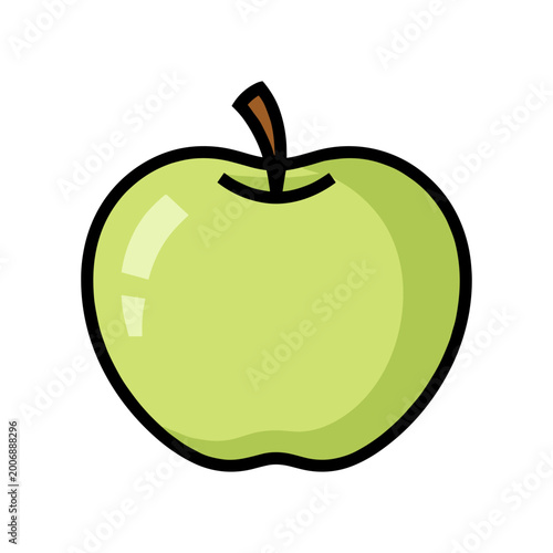 Bild auf Leinwand Fresh green granny smith apple fruit vector illustration with white background,