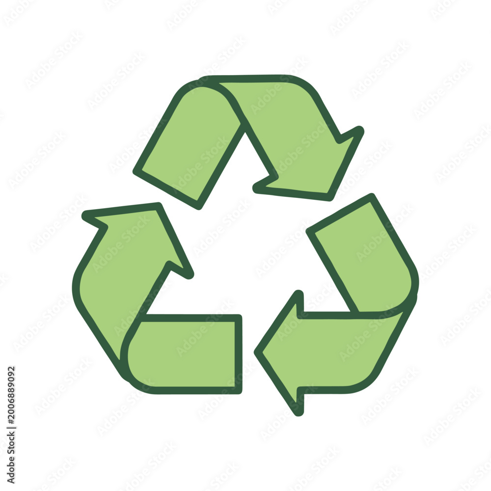 Fototapeta premium Green recycling symbol icon vector illustration with recycling environment sustainabilit