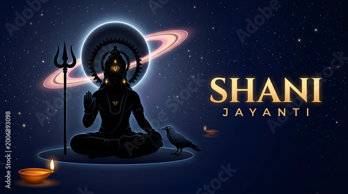 Shani Dev Cosmic Silhouette for Shani Jayanti