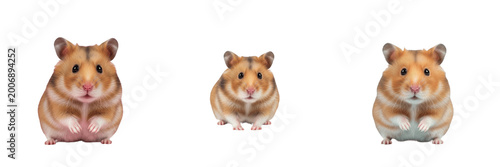 Bild auf Leinwand Cute Syrian Hamster Standing on Hind Legs Isolated on Transparent Background, Hi