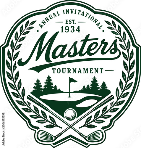 Foto Vintage Golf Tournament Badge Masters Style Classic Golf Emblem Design