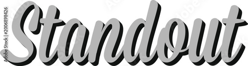 Slika na platnu 3D Silver Standout Text Effect Vector with Bold Script Font and Long Drop Shadow