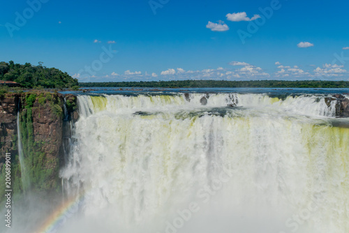 Iguazu Falls panoramic aerial view tropical forest Argentina Brazil
