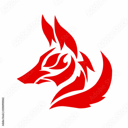Red Tribal Fox Head Logo Stylized Minimalist Animal Silhouette