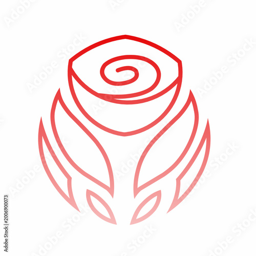 Minimalist Red Rose Floral Line Art Logo Vector