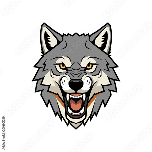 Valokuva Fierce wolf head growling illustration with growling aggressive predator wildlif