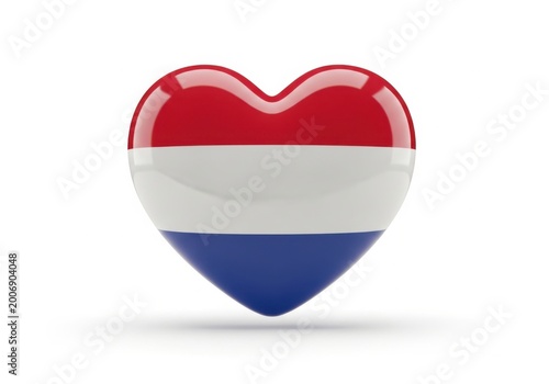 Free Download Heartshaped icon featuring the national flag of the netherlands with red, white, and blue horizontal stripes - GFXLoad