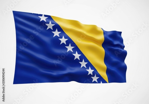 Waving flag of bosnia and herzegovina isolated on white background