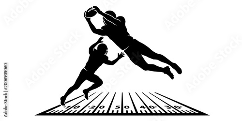 Contested Catch Interception American Football Silhouette