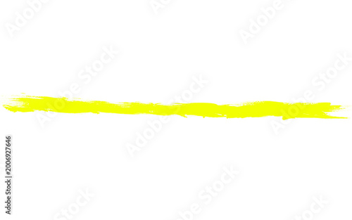 Vibrant yellow highlighter stroke on white background, neon marker brush smear, horizontal paint line for text emphasis and correction