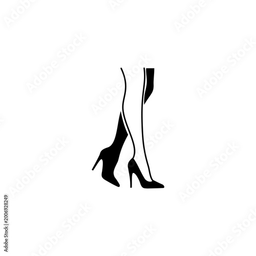 Fotografía Elegant female legs silhouette wearing high heels in minimalist black style isol