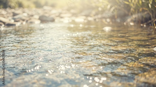 calm river water surface with sunlight reflections isolated on transparent background