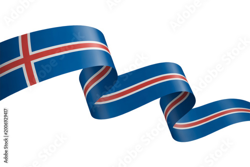 Icelandic flag ribbon flowing gracefully, celebrating Icelandic pride and national identity with vibrant, dynamic colors
