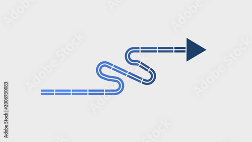 Minimal blue navigation path arrow – Suitable for logistics services, strategic planning, or startup growth visualizations.