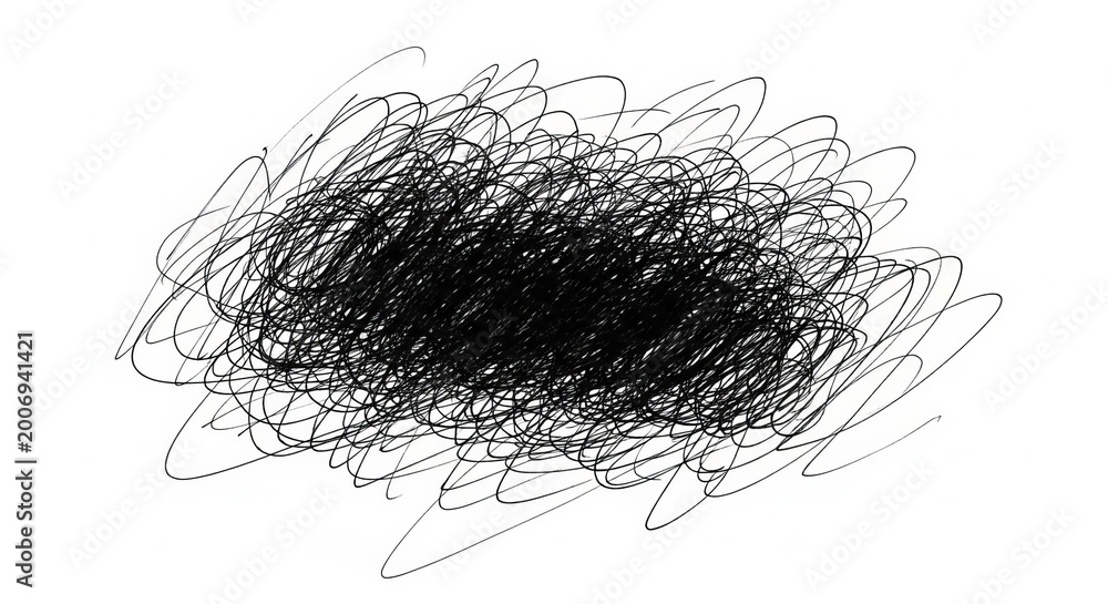 Fototapeta premium Abstract Black Ink Pen Scribble Texture Isolated on White Background