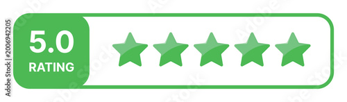 Konstfotografi Green five star rating banner with score 5