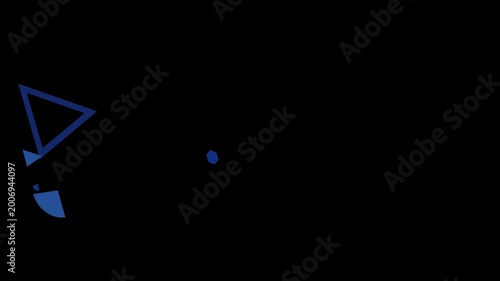 Triangle geometric shapes float across a stark black background with sharp blue lines and a flat matte texture that creates a minimalist aesthetic for modern digital design projects and presentations.