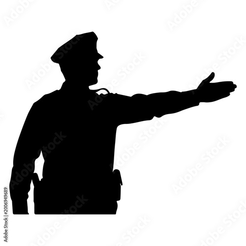 Foto Silhouette of a police officer directing traffic.