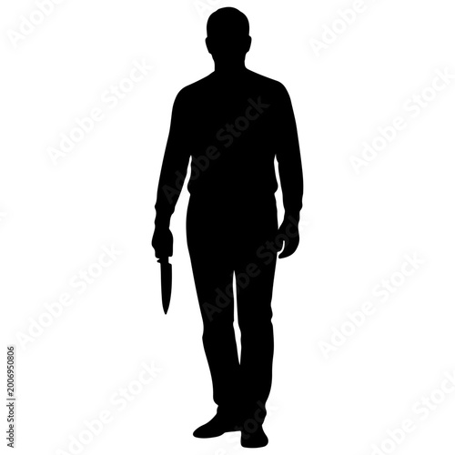 Schilderij op canvas Silhouette of a man holding a knife.