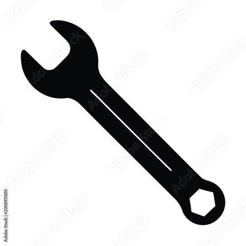 Canvastavla Black open end wrench tool for tightening or loosening nuts and bolts isolated o