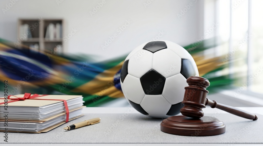 Obraz premium Legal Issues in Brazilian Soccer Sports Law and Regulation Concept