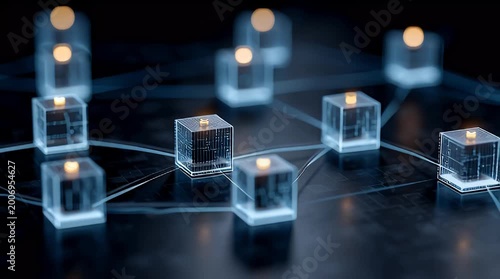 Interconnected Digital Cubes Representing Blockchain Technology and Decentralized Networks Futuristic Abstract Concept for Innovation and Data Security