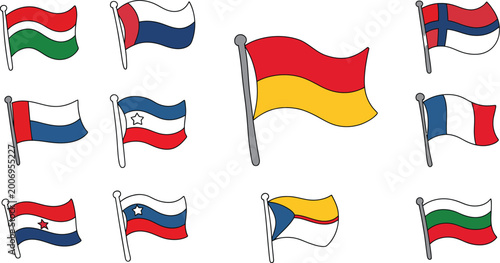 Fotografía Collection of colorful flags vector illustration featuring different nations and