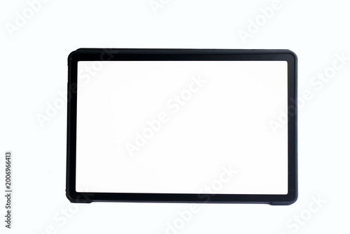 White screen tablet mockup on white background
