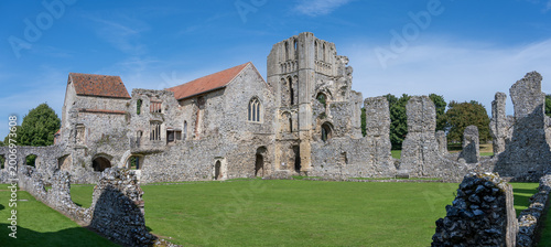 Bild auf Leinwand Monastic building and tower at Castle Acre Priory panorama