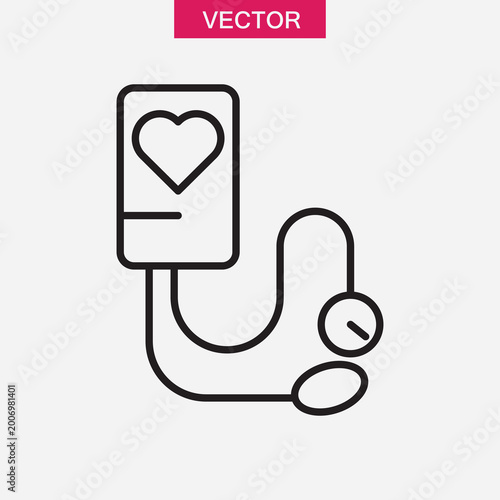 Blood Pressure Monitor Line Icon ? Heart Healthcare Symbol.Blood Pressure Device Icon ? Healthcare Monitoring Symbol..eps