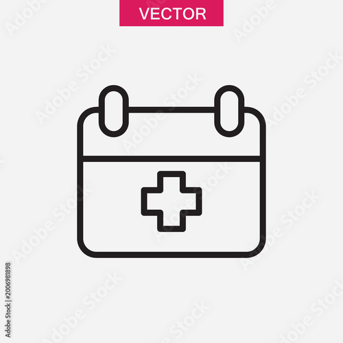 Calendar with Plus Line Icon ? Schedule Add Event and Planning Symbol Vector Illustration..eps