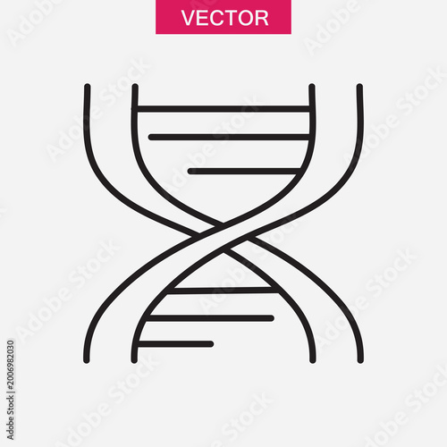 DNA Line Icon ? Genetic Helix Outline Symbol.Genetic Structure Icon ? DNA Strand Outline Illustration..eps
