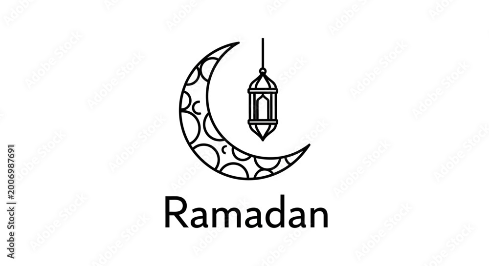 Fototapeta premium Ramadan Crescent Moon Lantern Icon.