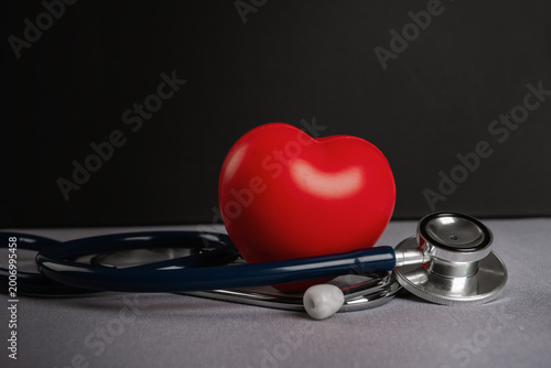 Red Heart and Stethoscope for Medical Health Concept,  world hypertension day,health insurance,world health day, doctor day,Symbolizes cardiovascular health, heart checkups.