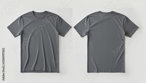men's short-sleeve t-shirt mockup in front, and back views, design presentation for print, 3d illustration, 3d rendering