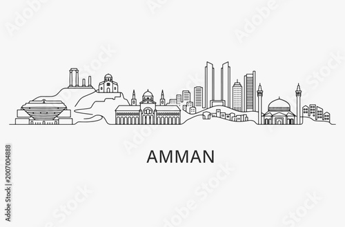 Flat Design one line without breaking the Amman city.