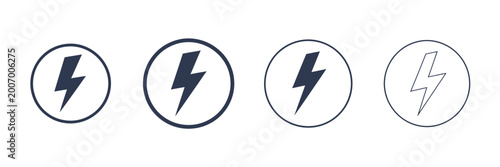 Fotografía Lightning Bolt Icon Set Vector, Electric Power Energy Symbols Collection, Flash