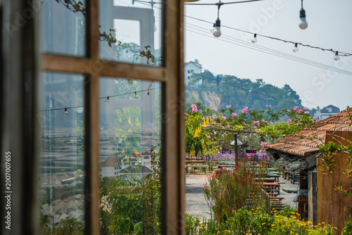 Canvas Print Outdoor Terrace View Through Window