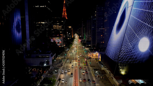 Bild auf Leinwand Paulista Avenue At Night In Sao Paulo In Brazil