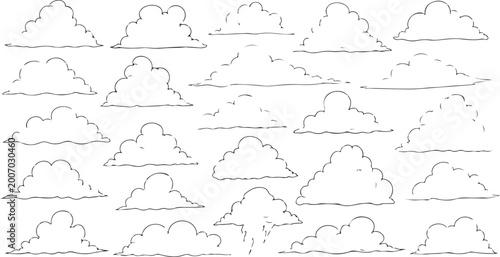 Black and white cloud shapes
