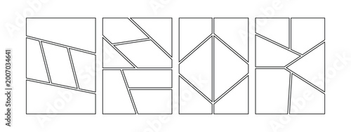 Cuadro en lienzo Blank collage grid manga comic storyboard layout panel template  Comic book page