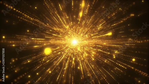 Golden Explosion Bursting Light Particles Abstract Background
