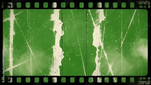 Vintage Film Grain Overlay with Green Screen and White Scratches - Retro Effect