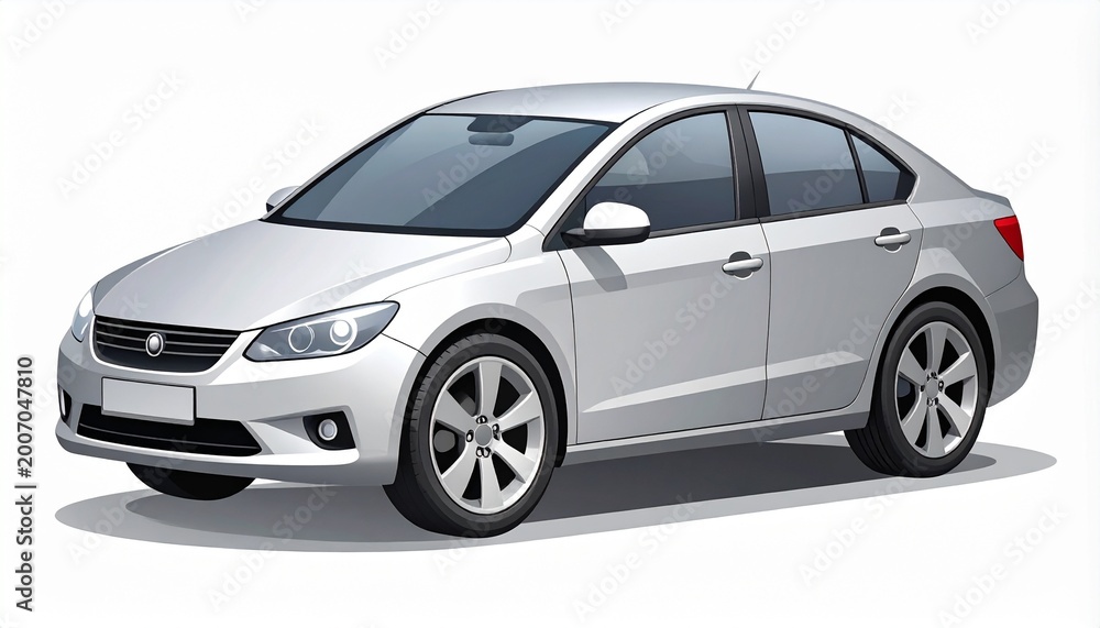 Obraz premium White Sedan Car Illustration