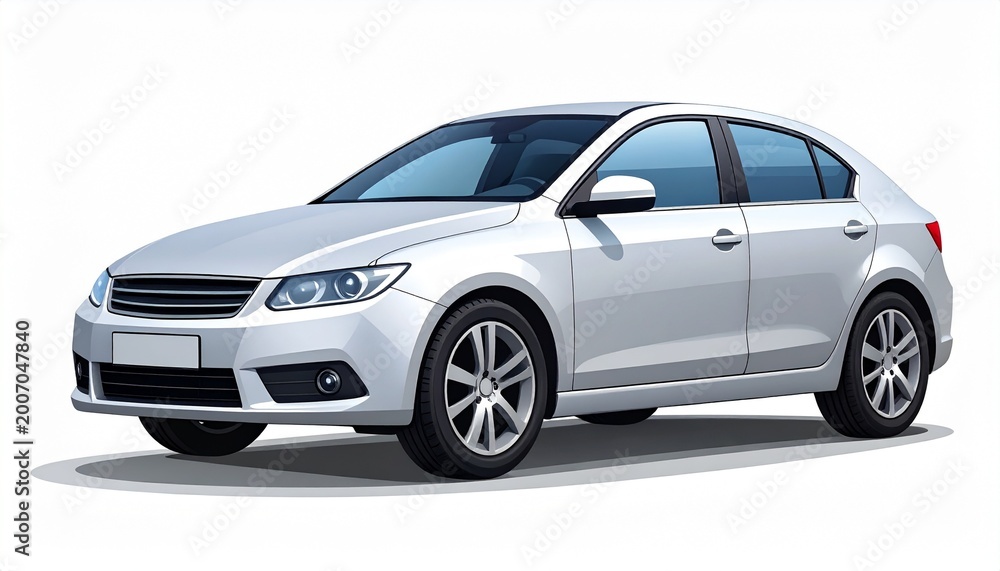 Naklejka premium White Sedan Car Illustration