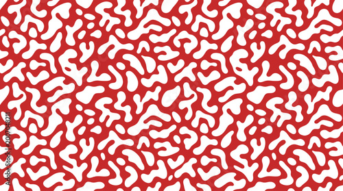 Red and White Organic Abstract Camouflage Seamless Pattern