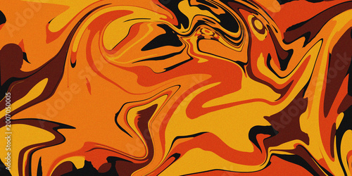 Abstract liquid orange colors background. Gradient liquid orange curves abstract with noise texture.