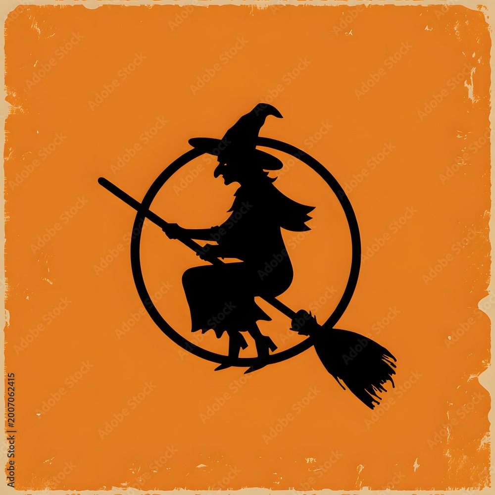 Fototapeta premium A black silhouette of a horse in a field of orange pixels